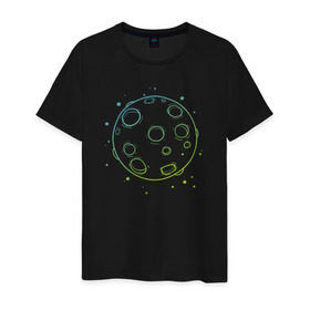 Мужская футболка хлопок с принтом Moon в Белгороде, 100% хлопок | прямой крой, круглый вырез горловины, длина до линии бедер, слегка спущенное плечо. | луна | луна   стильный принт.moon | полная луна
