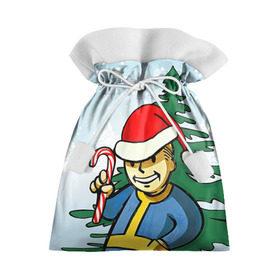 Подарочный 3D мешок с принтом Новогодний Fallout в Белгороде, 100% полиэстер | Размер: 29*39 см | 111 | 2016 | bethesda | boy | fallout | vault | бункер | дед мороз | игры | нг | новый год | постапокалиптические | с новым годом | убежище | фалаут | фаллаут | фолаут | фоллаут | шапка