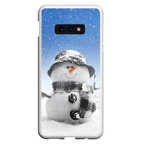Чехол для Samsung S10E с принтом Снеговик в Белгороде, Силикон | Область печати: задняя сторона чехла, без боковых панелей | 2016 | winter | год | зима | мартышка | новогодний | новый | обезьяна | обезьянка | подарок | с новым годом | снег | снеговик