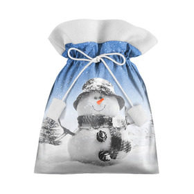 Подарочный 3D мешок с принтом Снеговик в Белгороде, 100% полиэстер | Размер: 29*39 см | 2016 | winter | год | зима | мартышка | новогодний | новый | обезьяна | обезьянка | подарок | с новым годом | снег | снеговик