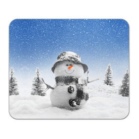 Коврик прямоугольный с принтом Снеговик в Белгороде, натуральный каучук | размер 230 х 185 мм; запечатка лицевой стороны | 2016 | winter | год | зима | мартышка | новогодний | новый | обезьяна | обезьянка | подарок | с новым годом | снег | снеговик