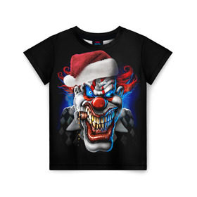 Детская футболка 3D с принтом Новогодний клоун в Белгороде, 100% гипоаллергенный полиэфир | прямой крой, круглый вырез горловины, длина до линии бедер, чуть спущенное плечо, ткань немного тянется | 2016 | год | злодей | злой | клоун | монстр | новогодний | новый | с новым годом