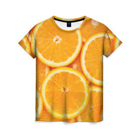 Женская футболка 3D с принтом Апельсинчик в Белгороде, 100% полиэфир ( синтетическое хлопкоподобное полотно) | прямой крой, круглый вырез горловины, длина до линии бедер | Тематика изображения на принте: orange | апельсин | фрукты