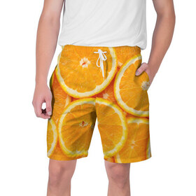 Мужские шорты 3D с принтом Апельсинчик в Белгороде,  полиэстер 100% | прямой крой, два кармана без застежек по бокам. Мягкая трикотажная резинка на поясе, внутри которой широкие завязки. Длина чуть выше колен | orange | апельсин | фрукты