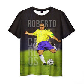 Мужская футболка 3D с принтом Roberto Carlos в Белгороде, 100% полиэфир | прямой крой, круглый вырез горловины, длина до линии бедер | carlos | football | roberto carlos | дели дайнамос | роберто | роберто карлос | футбол | футболист