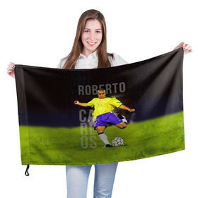 Флаг 3D с принтом Roberto Carlos в Белгороде, 100% полиэстер | плотность ткани — 95 г/м2, размер — 67 х 109 см. Принт наносится с одной стороны | carlos | football | roberto carlos | дели дайнамос | роберто | роберто карлос | футбол | футболист