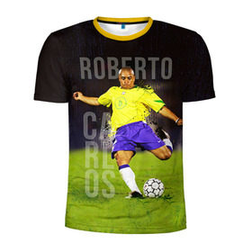 Мужская футболка 3D спортивная с принтом Roberto Carlos в Белгороде, 100% полиэстер с улучшенными характеристиками | приталенный силуэт, круглая горловина, широкие плечи, сужается к линии бедра | carlos | football | roberto carlos | дели дайнамос | роберто | роберто карлос | футбол | футболист