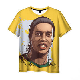 Мужская футболка 3D с принтом Ronaldinho в Белгороде, 100% полиэфир | прямой крой, круглый вырез горловины, длина до линии бедер | football | ronaldinho | роналдиньо | футбол | футболист