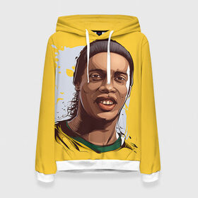 Женская толстовка 3D с принтом Ronaldinho в Белгороде, 100% полиэстер  | двухслойный капюшон со шнурком для регулировки, мягкие манжеты на рукавах и по низу толстовки, спереди карман-кенгуру с мягким внутренним слоем. | football | ronaldinho | роналдиньо | футбол | футболист