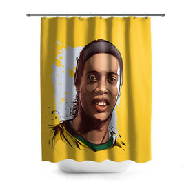 Штора 3D для ванной с принтом Ronaldinho в Белгороде, 100% полиэстер | плотность материала — 100 г/м2. Стандартный размер — 146 см х 180 см. По верхнему краю — пластиковые люверсы для креплений. В комплекте 10 пластиковых колец | football | ronaldinho | роналдиньо | футбол | футболист