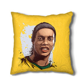 Подушка 3D с принтом Ronaldinho в Белгороде, наволочка – 100% полиэстер, наполнитель – холлофайбер (легкий наполнитель, не вызывает аллергию). | состоит из подушки и наволочки. Наволочка на молнии, легко снимается для стирки | football | ronaldinho | роналдиньо | футбол | футболист