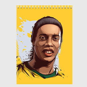 Скетчбук с принтом Ronaldinho в Белгороде, 100% бумага
 | 48 листов, плотность листов — 100 г/м2, плотность картонной обложки — 250 г/м2. Листы скреплены сверху удобной пружинной спиралью | football | ronaldinho | роналдиньо | футбол | футболист