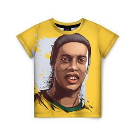 Детская футболка 3D с принтом Ronaldinho в Белгороде, 100% гипоаллергенный полиэфир | прямой крой, круглый вырез горловины, длина до линии бедер, чуть спущенное плечо, ткань немного тянется | football | ronaldinho | роналдиньо | футбол | футболист