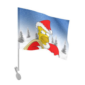 Флаг для автомобиля с принтом Санта Гомер в Белгороде, 100% полиэстер | Размер: 30*21 см | гомер