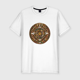 Мужская футболка премиум с принтом Maya в Белгороде, 92% хлопок, 8% лайкра | приталенный силуэт, круглый вырез ворота, длина до линии бедра, короткий рукав | календарь | майя | орнамент | узор
