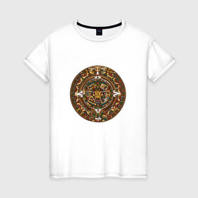 Женская футболка хлопок с принтом Maya в Белгороде, 100% хлопок | прямой крой, круглый вырез горловины, длина до линии бедер, слегка спущенное плечо | календарь | майя | орнамент | узор
