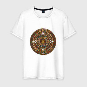Мужская футболка хлопок с принтом Maya в Белгороде, 100% хлопок | прямой крой, круглый вырез горловины, длина до линии бедер, слегка спущенное плечо. | календарь | майя | орнамент | узор