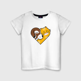 Детская футболка хлопок с принтом Проявление доброты в Белгороде, 100% хлопок | круглый вырез горловины, полуприлегающий силуэт, длина до линии бедер | кошечка | проявление добротысобачка