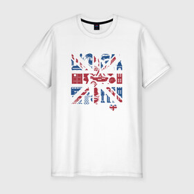 Мужская футболка премиум с принтом Британия в сердце в Белгороде, 92% хлопок, 8% лайкра | приталенный силуэт, круглый вырез ворота, длина до линии бедра, короткий рукав | britain | бин | доктор кто | королева | тардис
