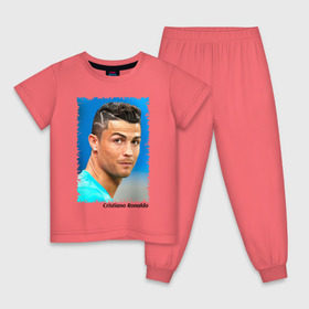 Детская пижама хлопок с принтом Cristiano Ronaldo в Белгороде, 100% хлопок |  брюки и футболка прямого кроя, без карманов, на брюках мягкая резинка на поясе и по низу штанин
 | cristiano ronaldo | криштиану роналду | лига чемпионов | мю | португалия | реал мадрид | футбол