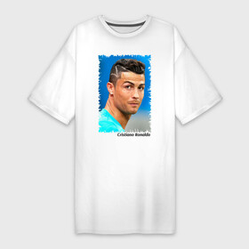 Платье-футболка хлопок с принтом Cristiano Ronaldo в Белгороде,  |  | cristiano ronaldo | криштиану роналду | лига чемпионов | мю | португалия | реал мадрид | футбол
