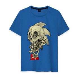 Мужская футболка хлопок с принтом Sonic skeleton в Белгороде, 100% хлопок | прямой крой, круглый вырез горловины, длина до линии бедер, слегка спущенное плечо. | скелет