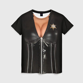 Женская футболка 3D с принтом Костюм шерифа в Белгороде, 100% полиэфир ( синтетическое хлопкоподобное полотно) | прямой крой, круглый вырез горловины, длина до линии бедер | год | грудь | костюм | новый | ролевые | тело | шериф
