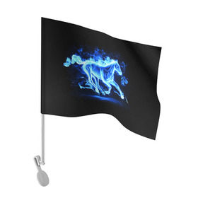 Флаг для автомобиля с принтом Ледяной конь в Белгороде, 100% полиэстер | Размер: 30*21 см | арт | лёд | лошадь | огонь | пламя
