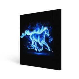 Холст квадратный с принтом Ледяной конь в Белгороде, 100% ПВХ |  | Тематика изображения на принте: арт | лёд | лошадь | огонь | пламя