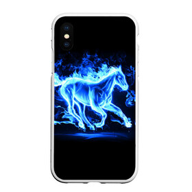 Чехол для iPhone XS Max матовый с принтом Ледяной конь в Белгороде, Силикон | Область печати: задняя сторона чехла, без боковых панелей | арт | лёд | лошадь | огонь | пламя