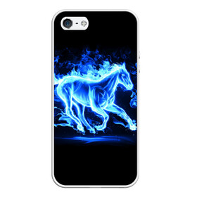 Чехол для iPhone 5/5S матовый с принтом Ледяной конь в Белгороде, Силикон | Область печати: задняя сторона чехла, без боковых панелей | арт | лёд | лошадь | огонь | пламя