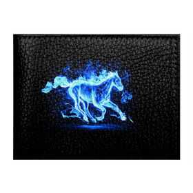 Обложка для студенческого билета с принтом Ледяной конь в Белгороде, натуральная кожа | Размер: 11*8 см; Печать на всей внешней стороне | Тематика изображения на принте: арт | лёд | лошадь | огонь | пламя