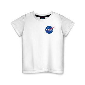 Детская футболка хлопок с принтом NASA в Белгороде, 100% хлопок | круглый вырез горловины, полуприлегающий силуэт, длина до линии бедер | астронавты | космос | наса