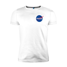 Мужская футболка премиум с принтом NASA в Белгороде, 92% хлопок, 8% лайкра | приталенный силуэт, круглый вырез ворота, длина до линии бедра, короткий рукав | астронавты | космос | наса