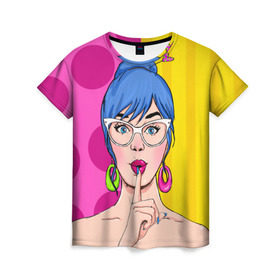 Женская футболка 3D с принтом POP ART в Белгороде, 100% полиэфир ( синтетическое хлопкоподобное полотно) | прямой крой, круглый вырез горловины, длина до линии бедер | omg | pop art | арт | поп | ретро | уорхол | энди