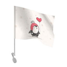 Флаг для автомобиля с принтом Пингвин с шариком в Белгороде, 100% полиэстер | Размер: 30*21 см | пингвин