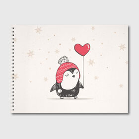 Альбом для рисования с принтом Пингвин с шариком в Белгороде, 100% бумага
 | матовая бумага, плотность 200 мг. | Тематика изображения на принте: пингвин