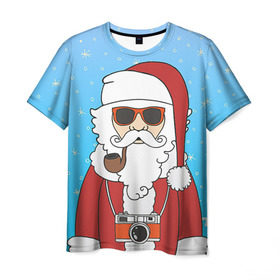 Мужская футболка 3D с принтом Дед мороз в Белгороде, 100% полиэфир | прямой крой, круглый вырез горловины, длина до линии бедер | Тематика изображения на принте: 2016 | christmas | hipster | new year | дед мороз | животные | нг | новый год | рождество | с новым годом | санта | хипстер