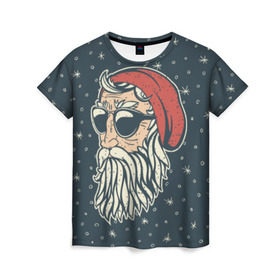 Женская футболка 3D с принтом Санта хипстер в Белгороде, 100% полиэфир ( синтетическое хлопкоподобное полотно) | прямой крой, круглый вырез горловины, длина до линии бедер | 2016 | christmas | hipster | new year | дед мороз | нг | новый год | рождество | с новым годом | санта | хипстер