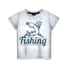 Детская футболка 3D с принтом Рыбалка в Белгороде, 100% гипоаллергенный полиэфир | прямой крой, круглый вырез горловины, длина до линии бедер, чуть спущенное плечо, ткань немного тянется | fishing | рыба | рыбак | рыбалка | туризм