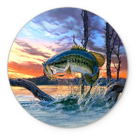 Коврик круглый с принтом Рыба в Белгороде, резина и полиэстер | круглая форма, изображение наносится на всю лицевую часть | fishing | рыба | рыбак | рыбалка | туризм