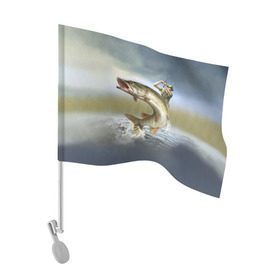 Флаг для автомобиля с принтом Щука в Белгороде, 100% полиэстер | Размер: 30*21 см | fishing | рыба | рыбак | рыбалка | туризм | щука