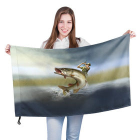Флаг 3D с принтом Щука в Белгороде, 100% полиэстер | плотность ткани — 95 г/м2, размер — 67 х 109 см. Принт наносится с одной стороны | fishing | рыба | рыбак | рыбалка | туризм | щука