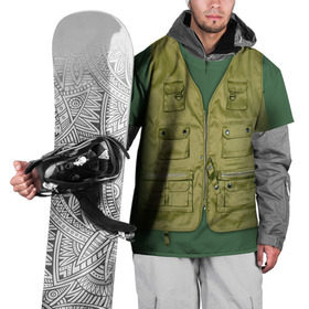 Накидка на куртку 3D с принтом Жилетка рыбака в Белгороде, 100% полиэстер |  | fishing | жилет | камуфляж | рыба | рыбак | рыбалка | туризм