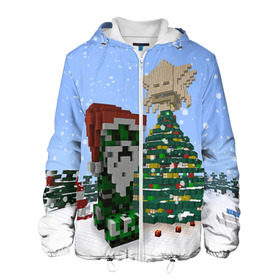 Мужская куртка 3D с принтом Minecraft в Белгороде, ткань верха — 100% полиэстер, подклад — флис | прямой крой, подол и капюшон оформлены резинкой с фиксаторами, два кармана без застежек по бокам, один большой потайной карман на груди. Карман на груди застегивается на липучку | крипер