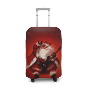 Чехол для чемодана 3D с принтом Дед мороз рокер в Белгороде, 86% полиэфир, 14% спандекс | двустороннее нанесение принта, прорези для ручек и колес | heavy metal | rock | santa claus | дед мороз | рок | с новым годом | санта | санта клаус
