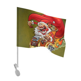 Флаг для автомобиля с принтом Дед мороз рокер в Белгороде, 100% полиэстер | Размер: 30*21 см | heavy metal | rock | santa claus | дед мороз | рок | с новым годом | санта | санта клаус