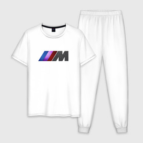 Мужская пижама хлопок с принтом BMW M texture в Белгороде, 100% хлопок | брюки и футболка прямого кроя, без карманов, на брюках мягкая резинка на поясе и по низу штанин
 | 5 | bmw | m | бмв | м