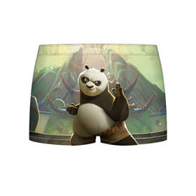 Мужские трусы 3D с принтом Кунг фу панда в Белгороде, 50% хлопок, 50% полиэстер | классическая посадка, на поясе мягкая тканевая резинка | kung fu | kung fu panda | panda | кунг фу | кунг фу панда | кунгфу | панда. кунг фу | по