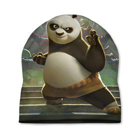 Шапка 3D с принтом Кунг фу панда в Белгороде, 100% полиэстер | универсальный размер, печать по всей поверхности изделия | Тематика изображения на принте: kung fu | kung fu panda | panda | кунг фу | кунг фу панда | кунгфу | панда. кунг фу | по